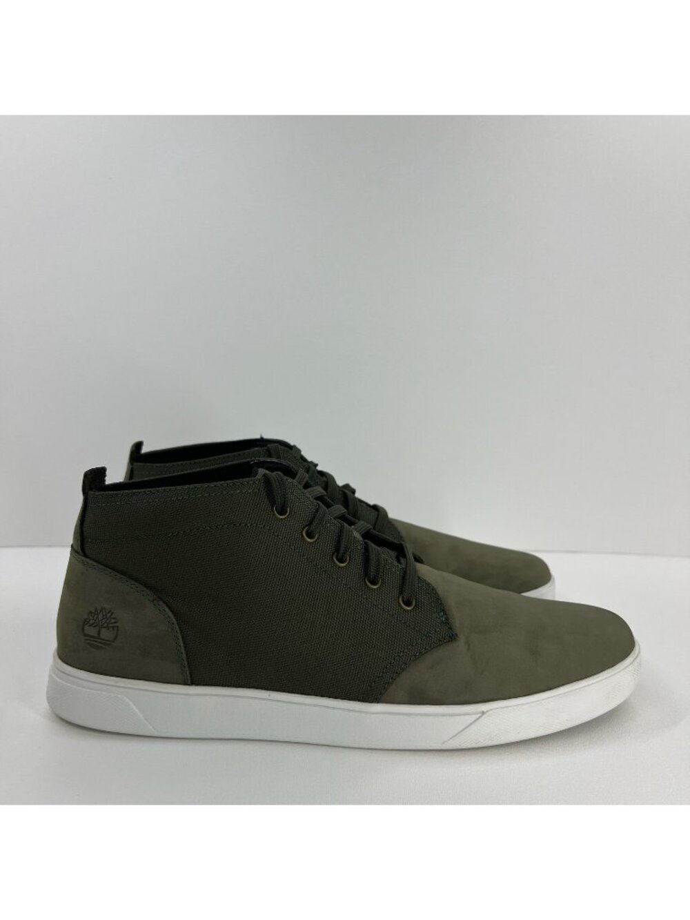 Timberland Groveton Chukka Boots Mens 11.5 Nubuck Leather Cordura Canvas Green